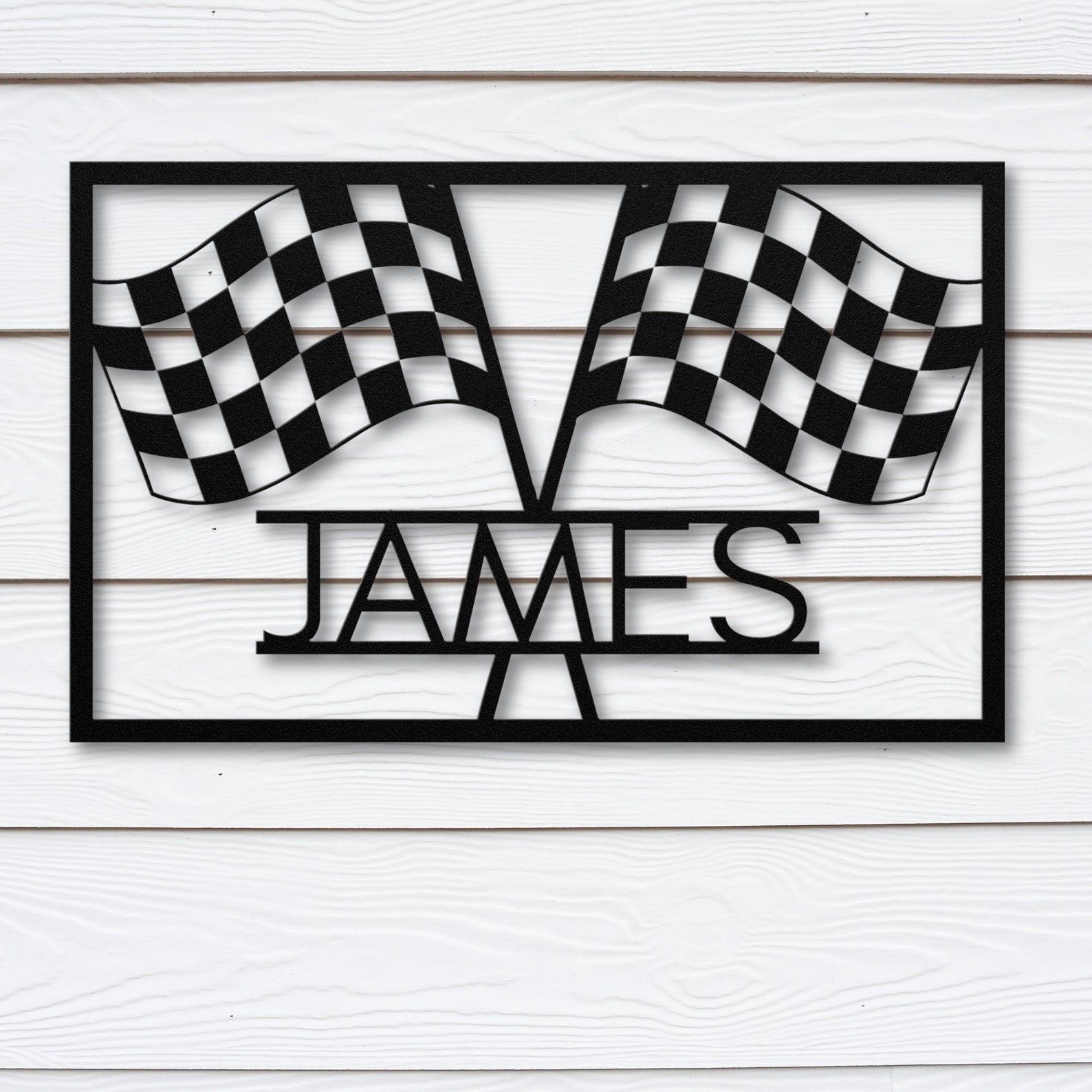 Race Flag Name Sign, Personalized Metal Team Plaque, Custom Kids Room ...
