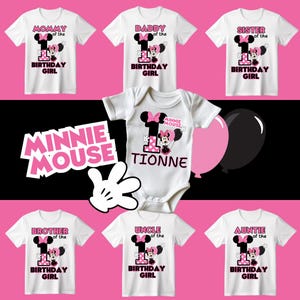 Pierwsze urodziny Myszki Minnie PNG: Projekt koszulki rodzinnej