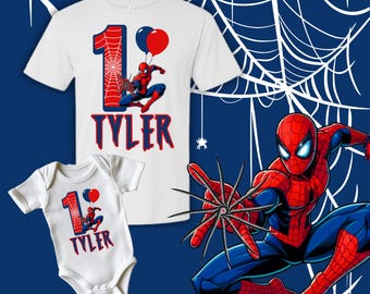 Spider-Man 1st Birthday Boy SVG: Canva Birthday Shirt Template (Digital Download)