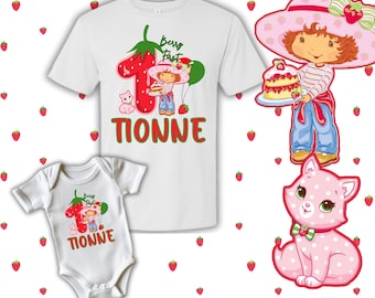 Plantilla de camiseta de cumpleaños de Tarta de Fresa para niña (SVG): Canva (descarga digital)