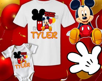 ミッキーマウス1歳の誕生日男の子SVG：Canvaバースデーシャツテンプレート（デジタルダウンロード）