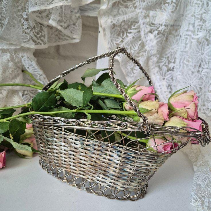 Vintage silver plated basket for bottles
