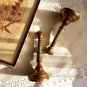 Vintage copper and brass candle holders
