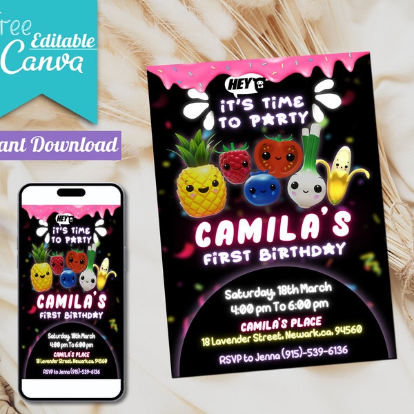 Editable Hey Bear Sensory Birthday Invitation, Printable Hey Bear Sensory Party Invitation, Kids Template, Invite in Canva, Instant Download