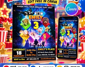 Sing Movie 2 Invitation | Sing Movie 2 Birthday Invitation, Personalized Sing 2 the Movie Invitation, Custom Invitation, Editable Invitation