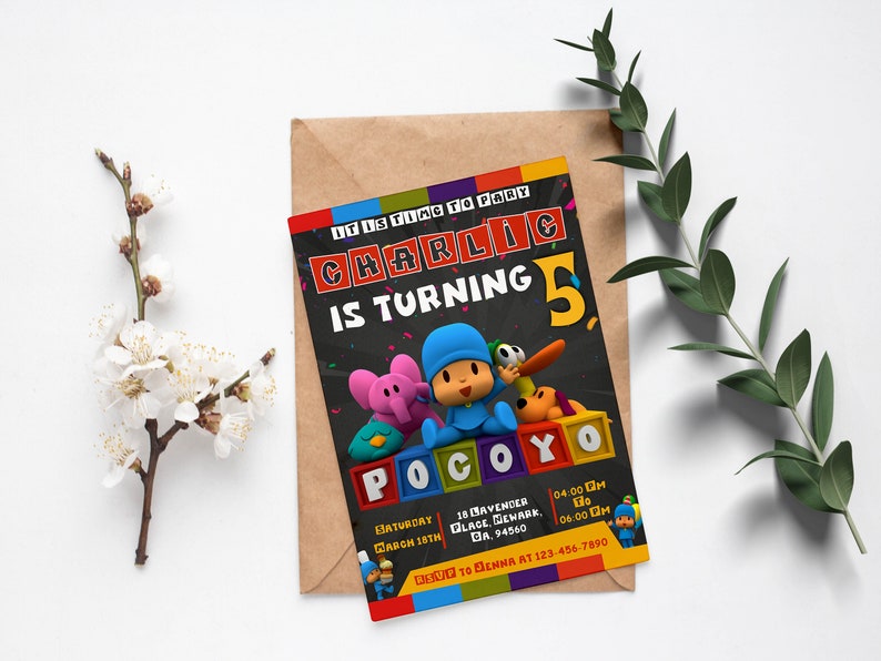 Editable Pocoyo Birthday Invitation Pocoyo Invitation Pocoyo Party Kids ...