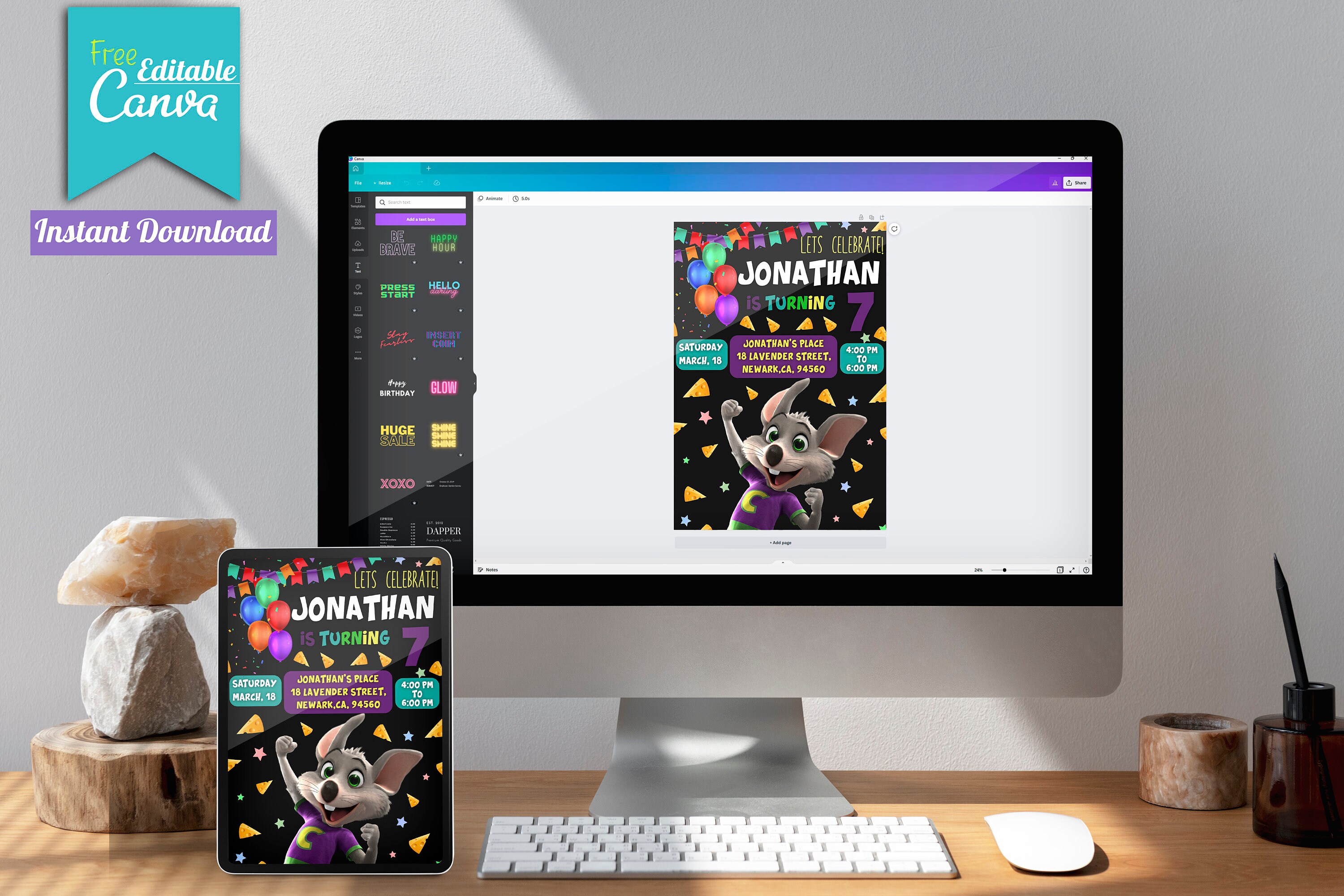 Chuck e cheese birthday invitations printable chuck e cheese party