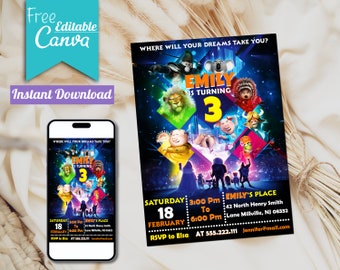 Sing Movie 2 Birthday Invitation | Editable Canva Template (5x7)