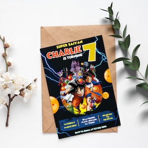 Editable Dragon Ball Birthday Invitation Template | Digital Kids Party Template, Boys Invite, Printable Editable in Canva | Instant Download image 2