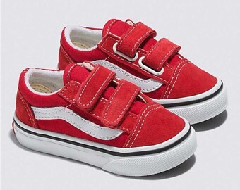 Vans Toddler Old Shoe V Shoe - Velcro - Racing Red/ True White - Toddler Size 7.5