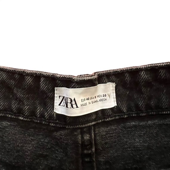 Zara High Waisted Black Denim Shorts size 8 - image 2
