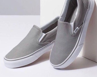 VANS Classic Slip-On Charcoal Grau Unisex Canvas Sneakers Herren 6.5 / Damen 8.0