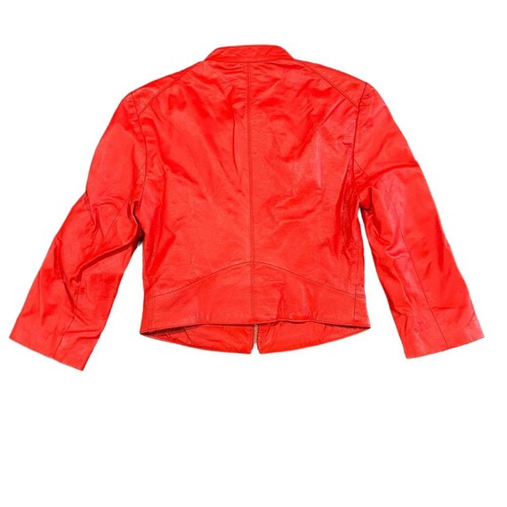 Bebe Women's Small Red Leather Cropped Zip Front … - image 5