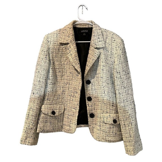 Kasper White and Black Wool/Tweed Blazer Size 16 - image 1