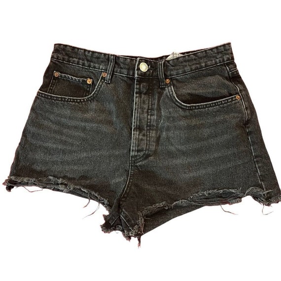 Zara High Waisted Black Denim Shorts size 8 - image 1