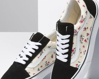 Vans Old Skool Ditsy Floral Black/White Sneakers Skate Shoes Low Top Kids 13.0