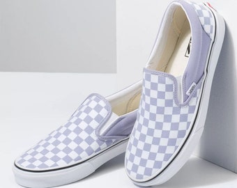 Vans Classic Slip-on Lila Lavendel Schachbrettmuster Sneakers Herren 5.5 / Damen 7