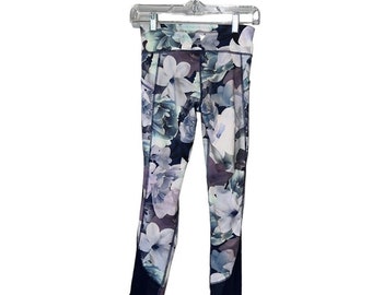 Old Navy purple active floral leggings sz 10-12 EUC