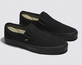 Chaussures de skate VANS Classic Slip-On en toile noires unisexes pour hommes 6,5 / 8 pour femmes
