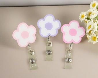 Flower Badge Reel, Nursing Retractable Badge Reel, Rn Badge Reel, Retractable Badge Reel, Doctors, Nurses Assistant, For Nurses Uniform