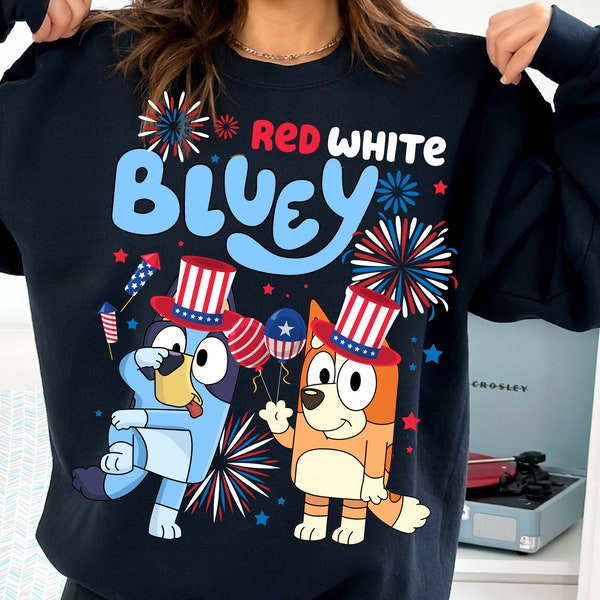 Retro Bluey 4th of July PNG, Bluey Png, Fourth Of July Png, USA Png, America png, America Shirt, Independence Day, Png Sublimation Designs