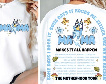 Tour de maternidad PNG, mamá perro azul png, algunos días lo rockeo png, mi era de mamá azul, mamá de dibujos animados png, regalo de mamá genial, camisa divertida de la vida de mamá