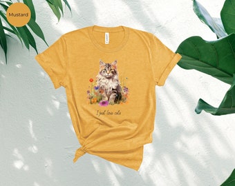 katten t-shirt, moederdag cadeau, vintage, water geverfd, kat moeder, kattenliefhebbers shirt, bloemen kattenshirt, cadeau voor haar, kitten