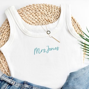 Embroidered Mrs. Tank Top, Bridal Shower Gift
