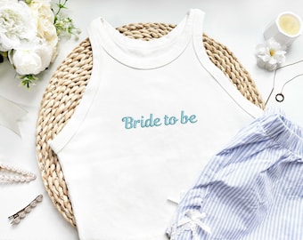 Personalized Embroidered Bride Tank Top: Bachelorette Party, Something Blue