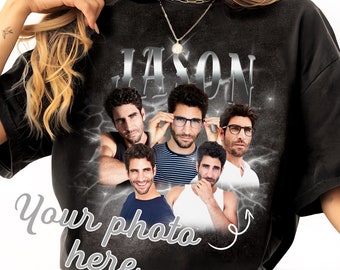 Camiseta de rap retro vintage divertida y personalizada, foto personalizada, camiseta gráfica vintage de los 90, camiseta gráfica vintage de los 90, regalo para novia