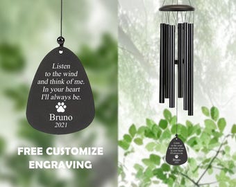 Personalisiertes Haustier Gedenk Windspiel: Herz Anhänger, Pfötchen Abdruck, für immer geliebt