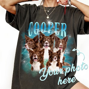 Chemise rap drôle vintage rétro bootleg personnalisée, photo d'animal de compagnie personnalisée - t-shirt graphique vintage des années 90, t-shirt graphique vintage des années 90, cadeaux pour chien maman/papa