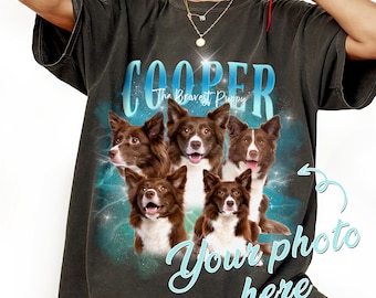 Custom Bootleg Retro Vintage Funny Rap Shirt,Custom Pet Photo - Vintage Graphic 90s Tshirt,Vintage Graphic 90s Tshirt,Gifts for Dog Mom/Dad