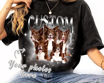 Custom Pet Portrait T-Shirt, Retro 90s Graphic Tee