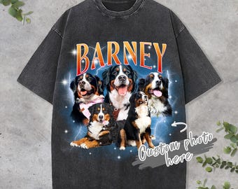 T-shirt personnalisé avec portrait d'animal de compagnie : t-shirt graphique rétro des années 90