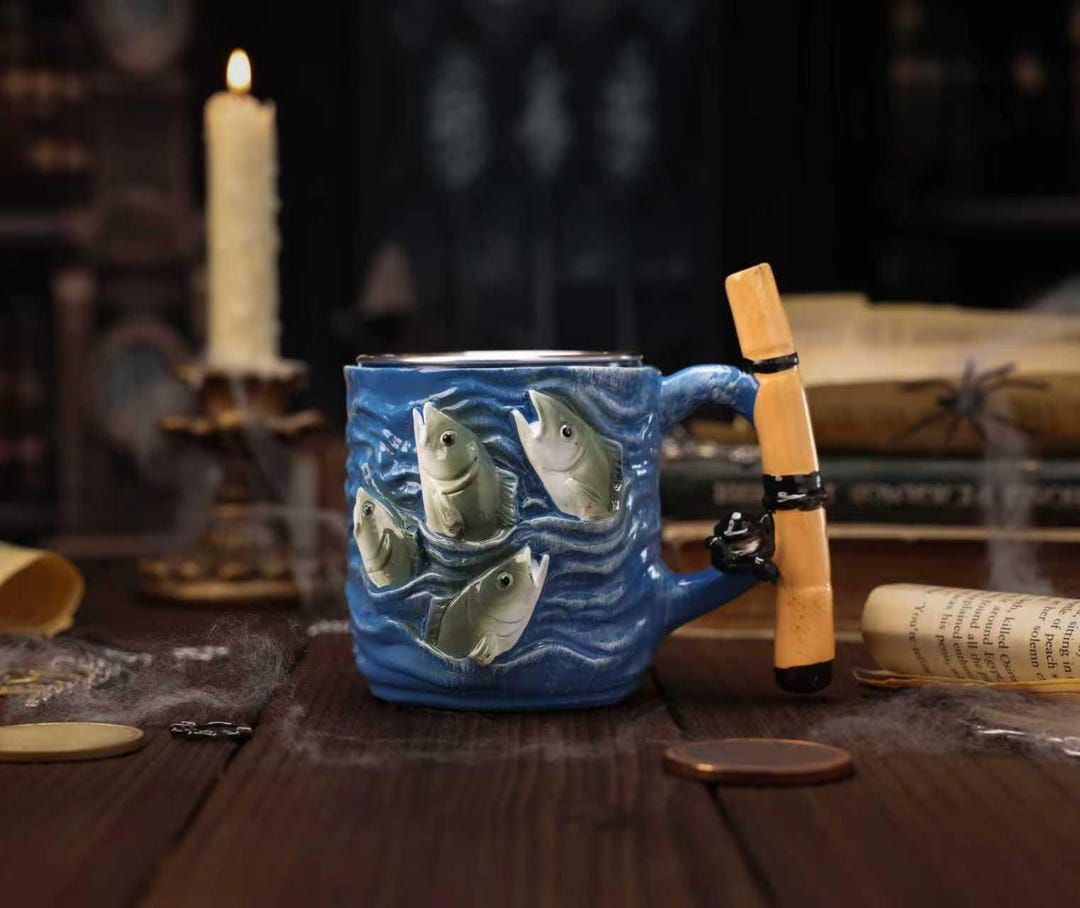 Fish Stack Mug Handmade Resin Fish Mug, Bamboo Handle, Nautical Decor - Etsy