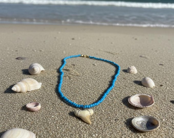 Ocean Beaded Shark Tooth Necklace