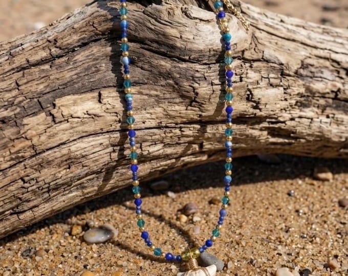 Blue Horizon -  Natural Sand Shark Tooth Necklace