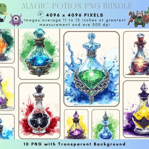 Magic Potion SVG Bundle - RPG Witch Alchemy - Cricut Silhouette PNG Files - Digital Download