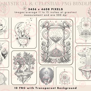 Celestial Clipart - Witchy PNG for Cricut - Boho Moon and Stars - Mystical Digital Files