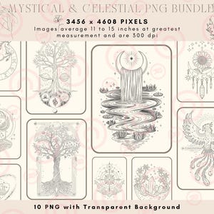 Mystical Celestial PNG Bundle - Magic and Witchcraft Designs - Perfect for Cricut - Digital Download