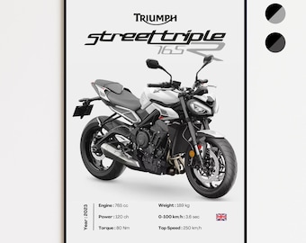 Triumph Street Triple 765 R | 2023 | Motorcycle Poster | Gift for Bikers | Wall Decoration | Print by MotorBike Poster