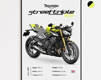 Triumph Street Triple 765 Moto2 | 2023 | Motorcycle Poster | Gift for Bikers | Wall Decoration | Print by MotorBike Poster