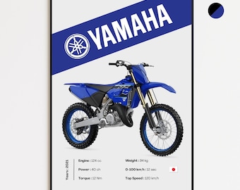 Yamaha 125 YZ | 2021 | Personalized Motorcycle Poster | Gift for Bikers | Wall Decoration | Print by MotorBike Poster