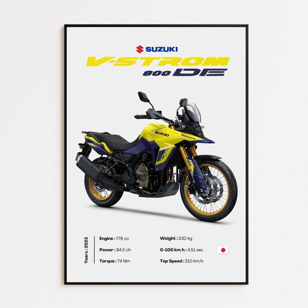 Suzuki V-STROM 800 DE | 2023 | Affiche de Moto Personnalisée | Cadeau pour Motards | Décoration Murale | Impression par MotorBike Poster