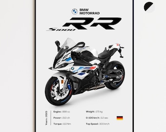 BMW S1000RR | 2023 | Personalized Motorcycle Poster | Gift for Bikers | Wall Decoration | Print by MotorBike Poster