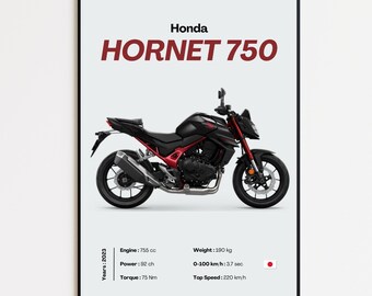 Honda CB750 Hornet | 2023 | Personalized Motorcycle Poster | Gift for Bikers | Wall Decoration | Print by MotorBike Poster