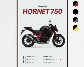 Honda CB750 Hornet | 2023 | Personalized Motorcycle Poster | Gift for Bikers | Wall Decoration | Print by MotorBike Poster