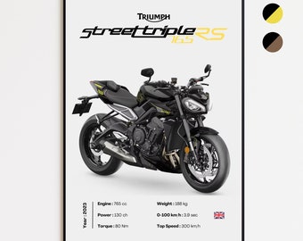 Triumph Street Triple 765 RS | 2023 | Motorcycle Poster | Gift for Bikers | Wall Decoration | Print by MotorBike Poster