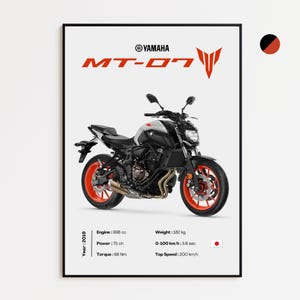 Yamaha MT-07 | 2019 | Custom Motorcycle Poster | Gift for Bikers | Wall Decor | Print by MotorBike Poster